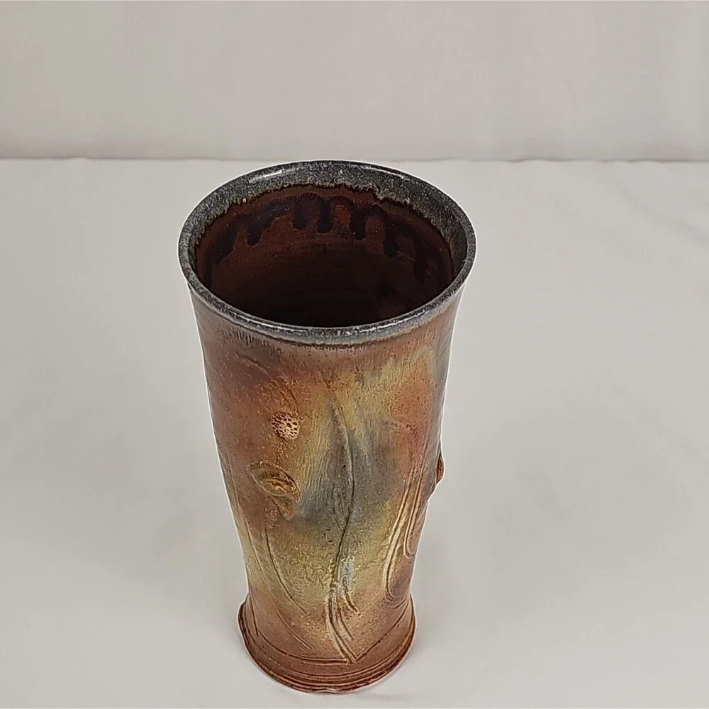 Aaron Ashcraft Studio Art Pottery Tree Knot Tumbler Sandstone Glaze Signed